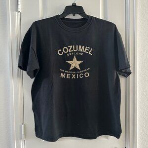 Cozumel Explore Mexico Graphic T-Shirt Black Short Sleeve Crew Neck Unisex Casua